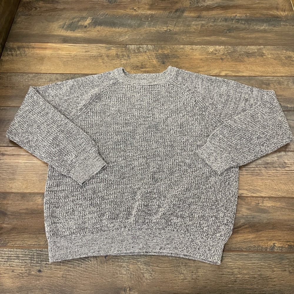 Old Navy Men XL Gray Marled Cotton Shaker Stitch Raglan Knit Cotton Fall Sweater